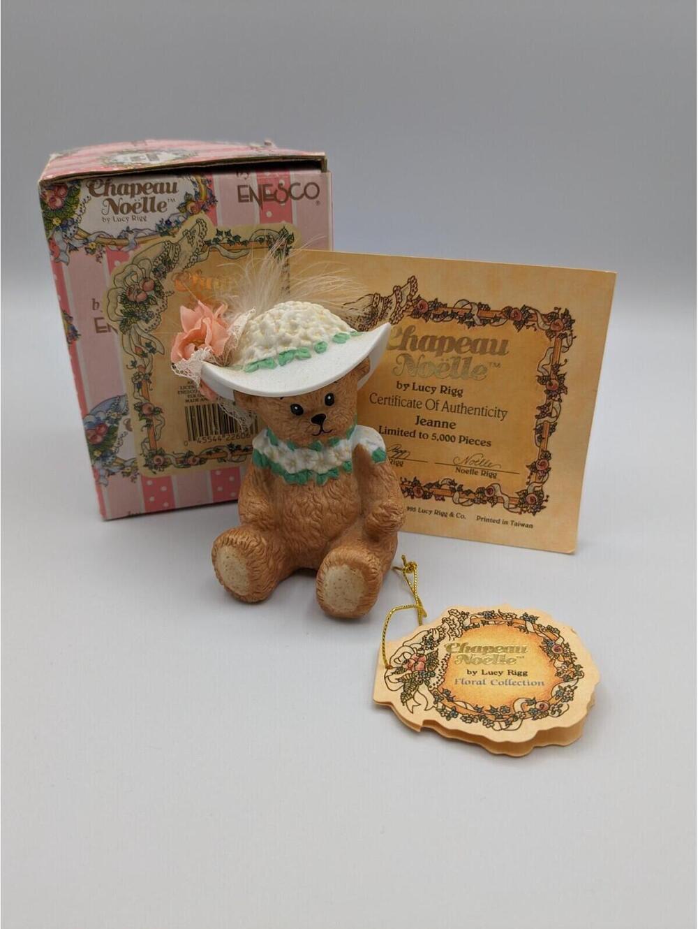 Chapeau Noelle by Lucy Rigg Apple Blossom Jeanne Bear Figurine 1995